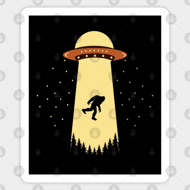 Bigfoot Ufo Abduction Sticker by Tesszero